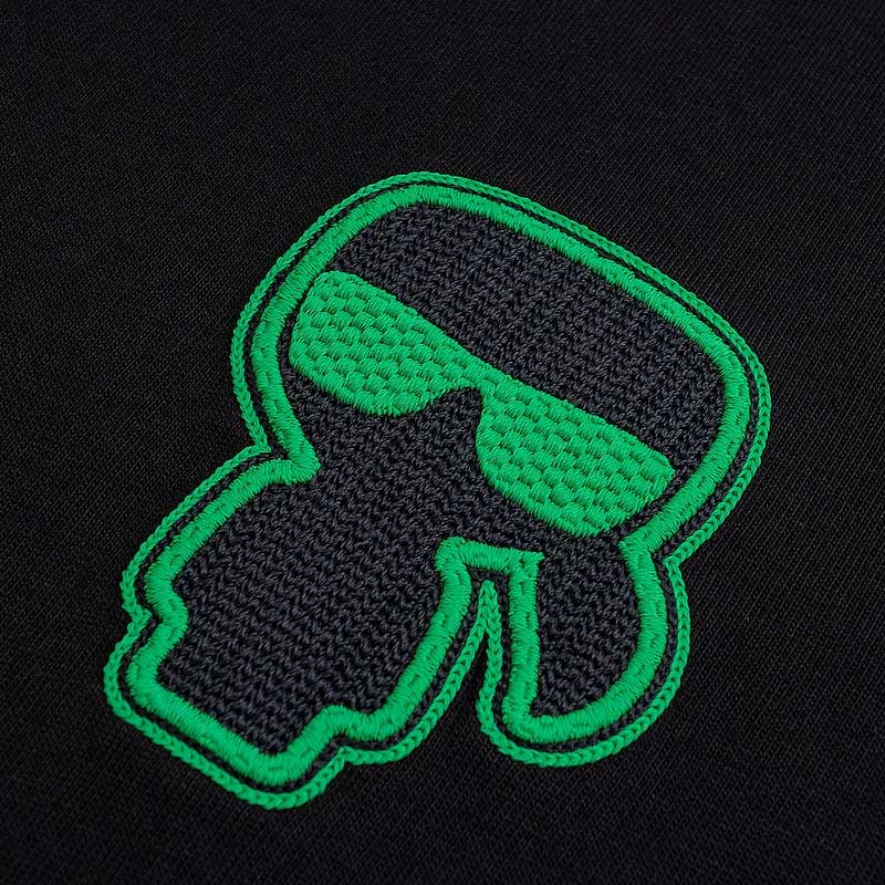 Purchase KARL LAGERFELD SS24  Black Crewneck T-Shirt with Embroidered Logo. 241N1719