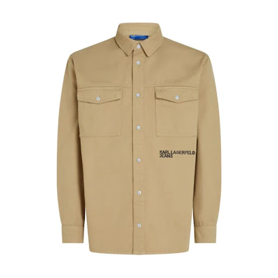 Karl Lagerfeld SS24 Beige Relaxed Fit Outdoor Jacket with Logo Embroidery 241D1603294