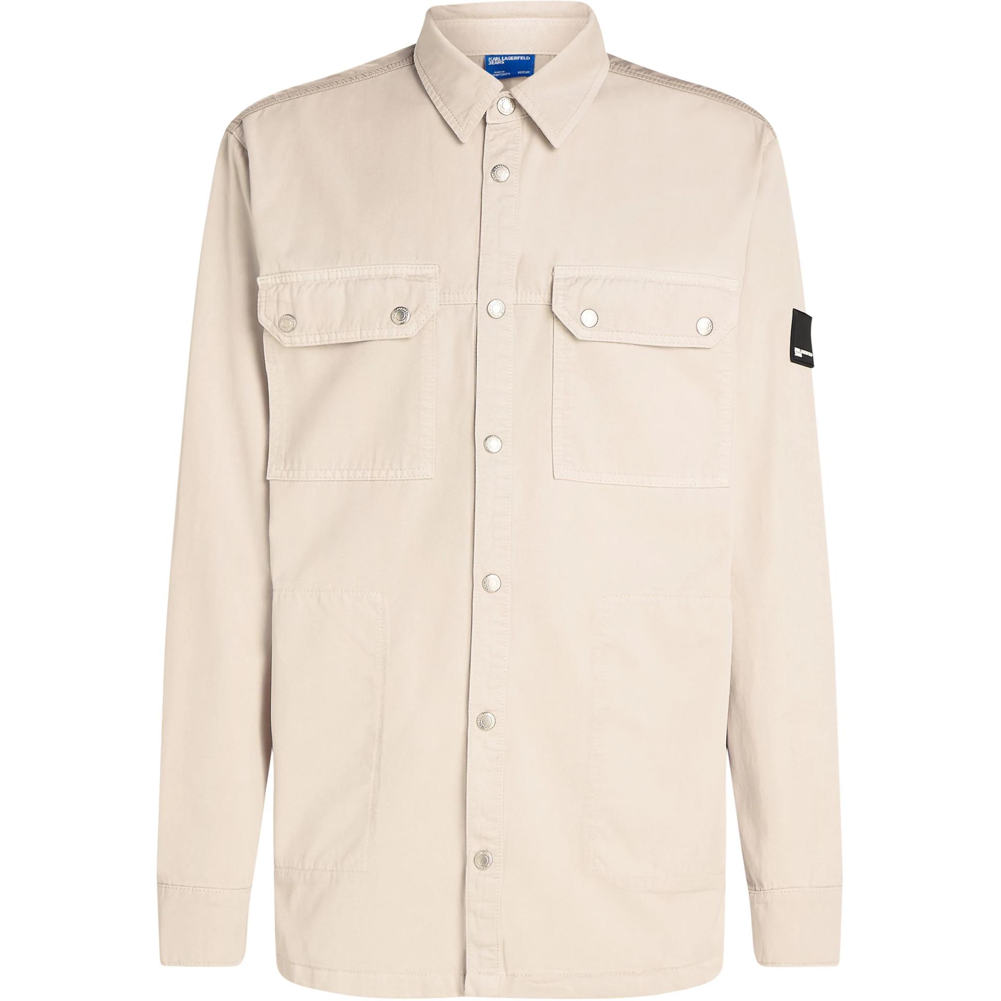 Karl Lagerfeld SS24 Beige Single-Breasted Jacket with Logo Patch 245D1403329