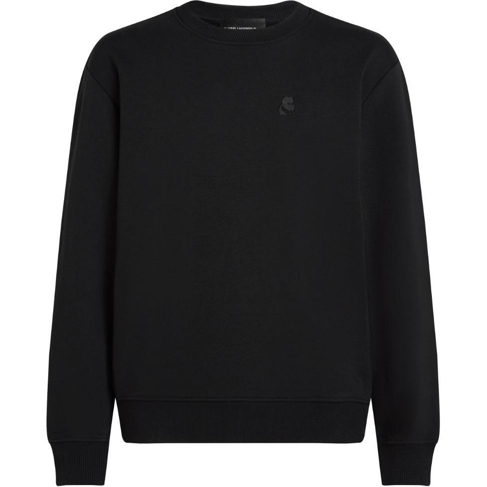 Karl Lagerfeld SS24 Black Embroidered Logo Crewneck Sweatshirt Men 246M1818999