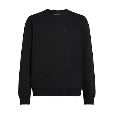 Karl Lagerfeld SS24 Black Embroidered Logo Crewneck Sweatshirt Men 246M1818999