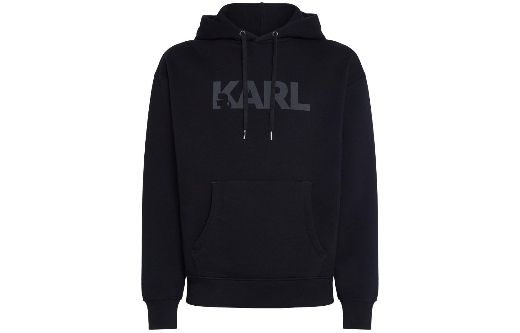 Karl Lagerfeld SS24 Black Hoodie with Logo Letter Print 241M2100999