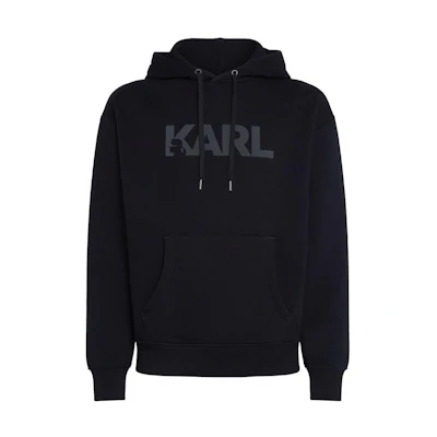 Karl Lagerfeld SS24 Black Hoodie with Logo Letter Print 241M2100999