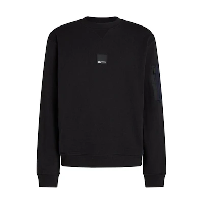 Karl Lagerfeld SS24 Black Logo Patchwork Crewneck Sweatshirt Long Sleeve 245D1803101