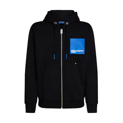 Karl Lagerfeld SS24 Black Logo Print Zip-Up Hoodie 235D1803101