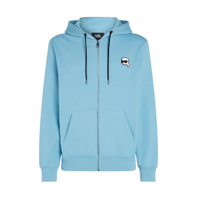 Karl Lagerfeld SS24 Blue Hoodie with Embroidered Design and Full Zip 240M1815685