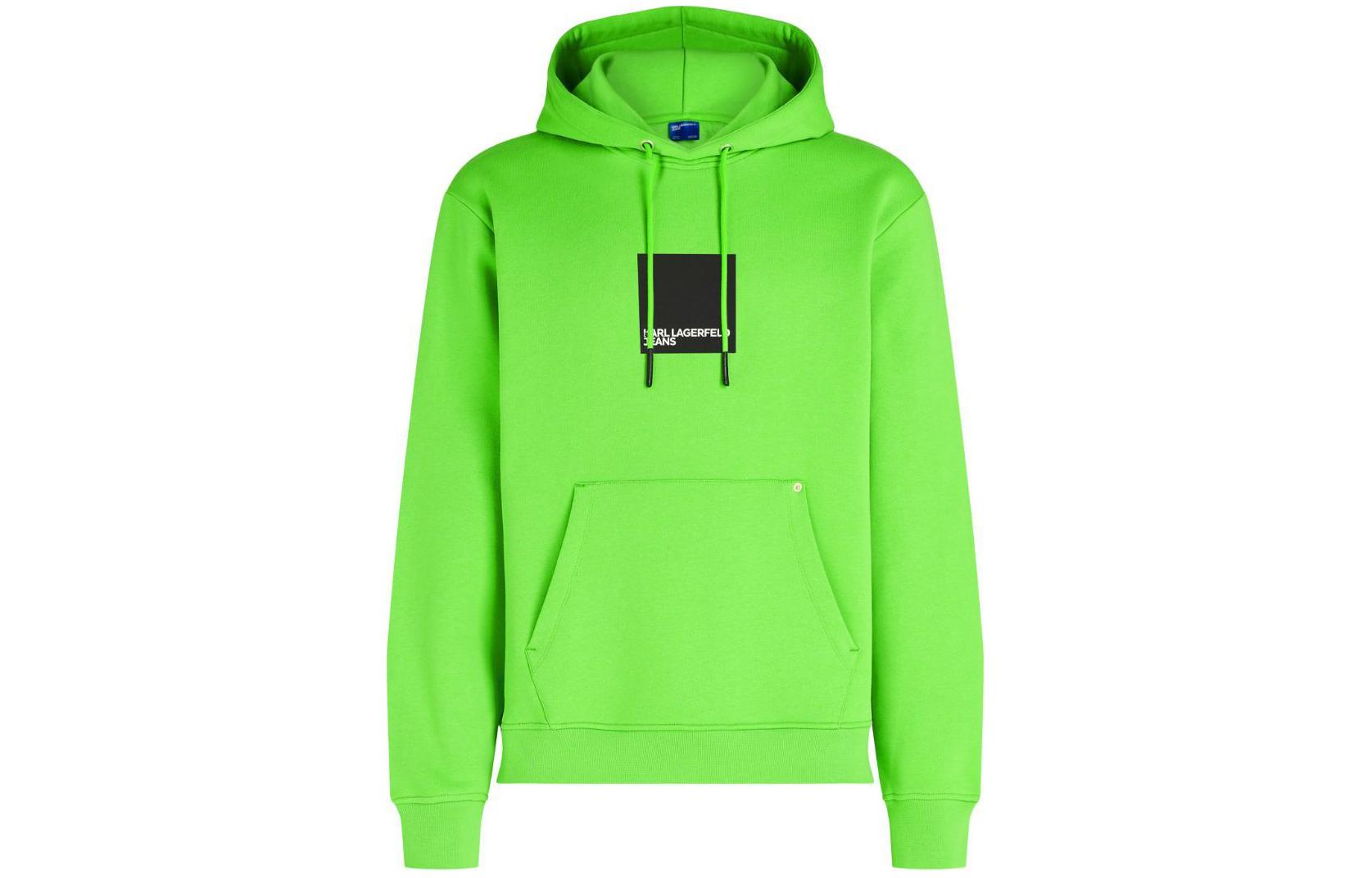 Karl Lagerfeld SS24 Bright Green Logo Print Hoodie Long Sleeve 240D1809238