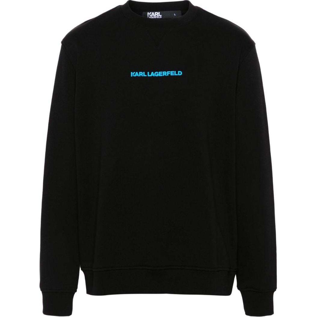 Karl Lagerfeld SS24 Embroidered Logo Pullover Oversized Sweatshirt Black Mens 705404543910