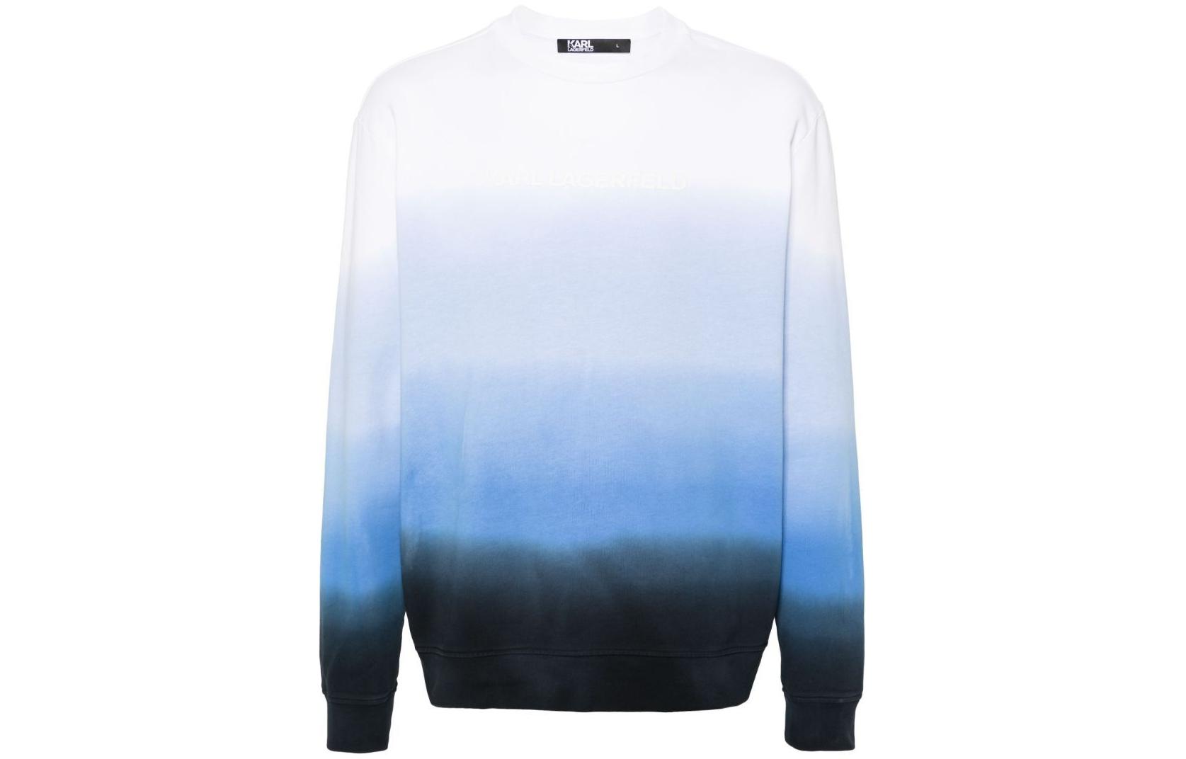 Karl Lagerfeld SS24 Gradient Print Crewneck Sweatshirt Men’s Blue Long Sleeve 70541354195