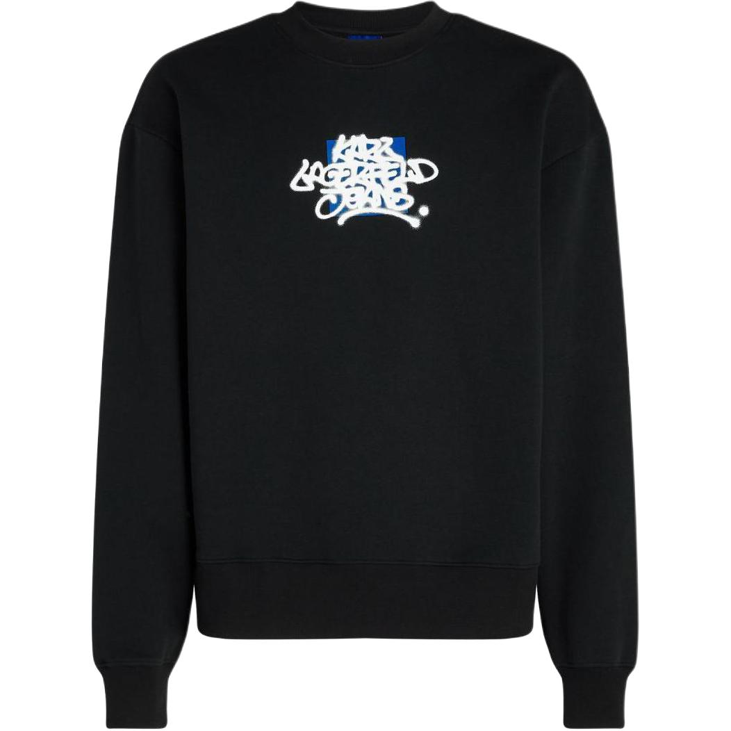 Karl Lagerfeld SS24 Graffiti Logo Print Crewneck Long Sleeve Sweatshirt Black Mens 241D1806101