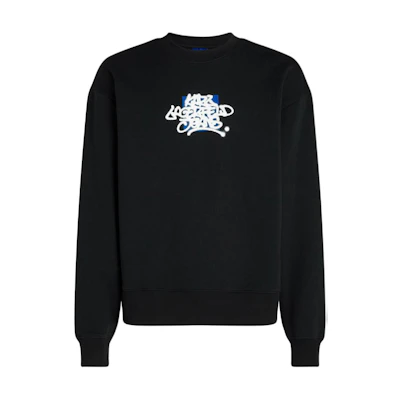 Karl Lagerfeld SS24 Graffiti Logo Print Crewneck Long Sleeve Sweatshirt Black Mens 241D1806101