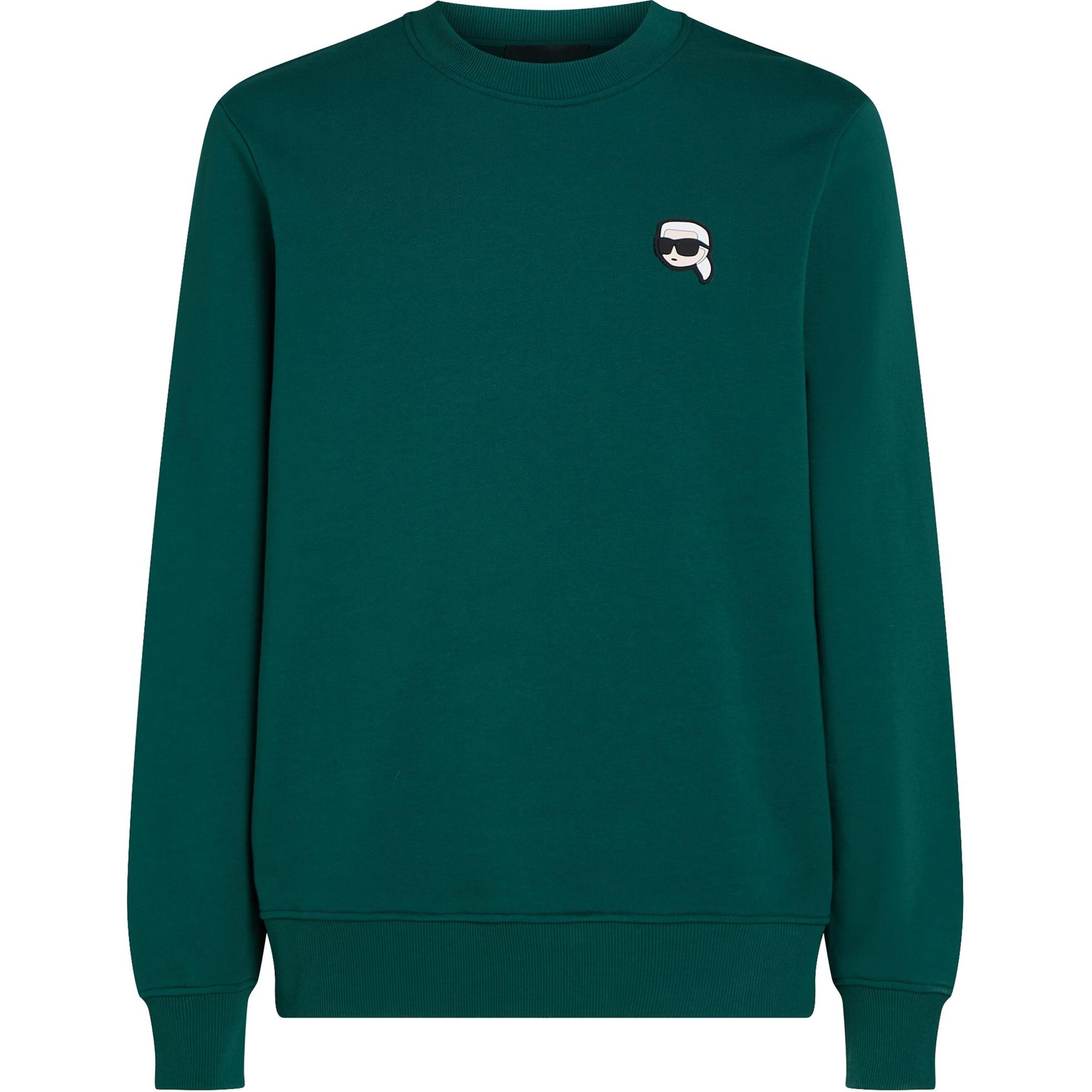 Karl Lagerfeld SS24 Green Logo Patch Crewneck Sweatshirt Long Sleeve 230M1801760