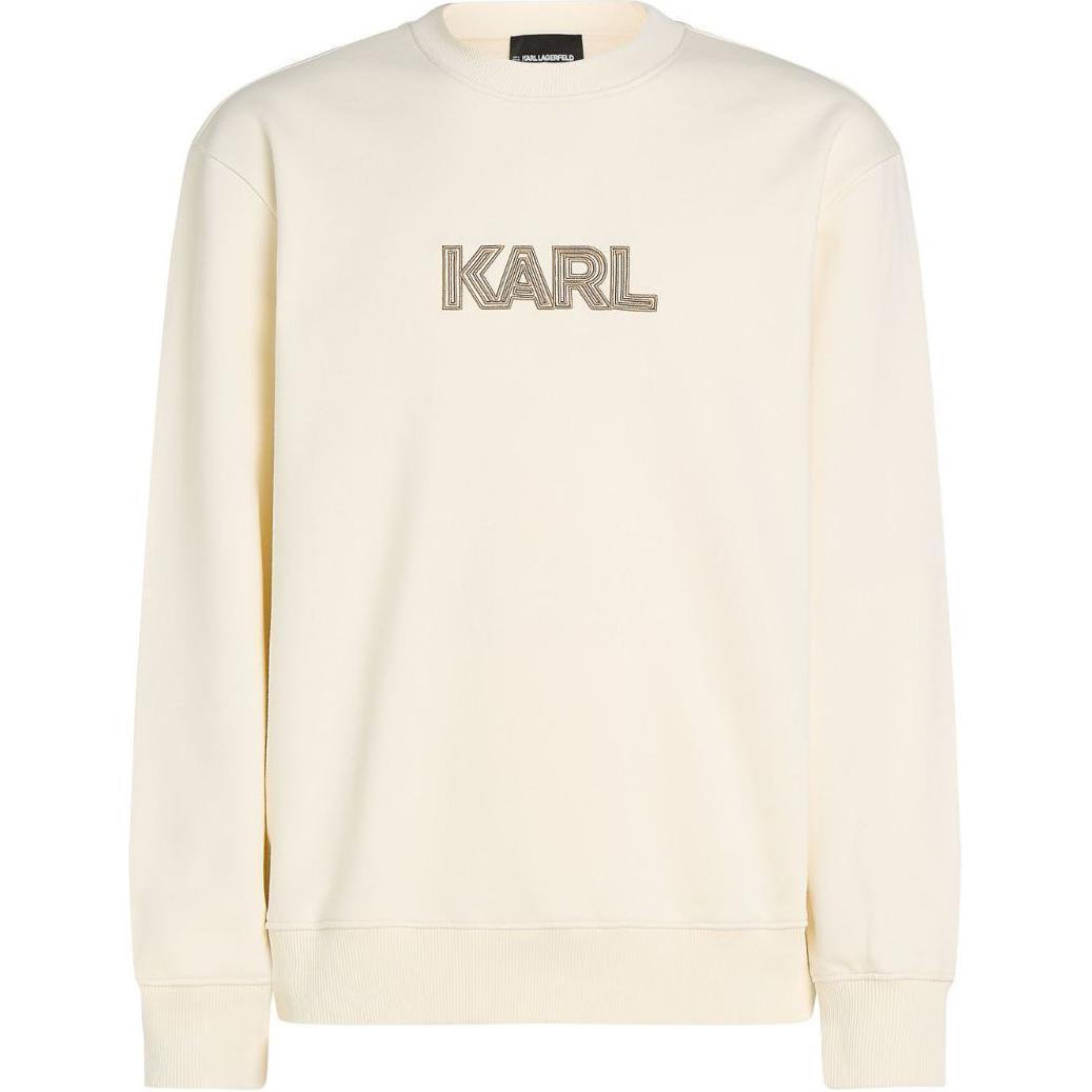 Karl Lagerfeld SS24 Letter Logo Embroidered Crewneck Sweatshirt Beige 246M1804461
