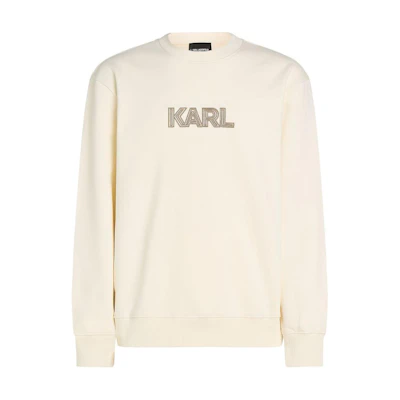Karl Lagerfeld SS24 Letter Logo Embroidered Crewneck Sweatshirt Beige 246M1804461