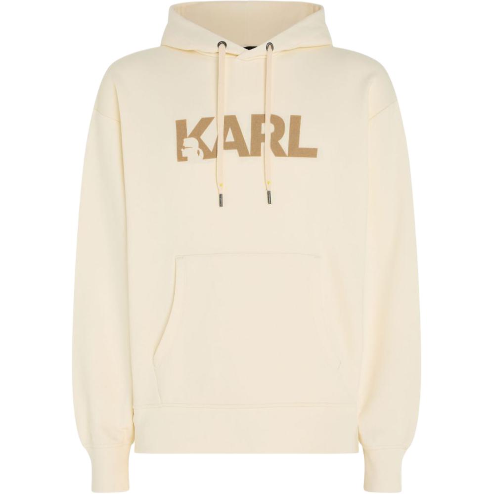 Karl Lagerfeld SS24 Letter Logo Print Hoodie Men’s Light Beige 241M2100461