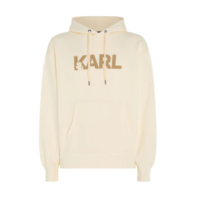 Karl Lagerfeld SS24 Letter Logo Print Hoodie Men’s Light Beige 241M2100461