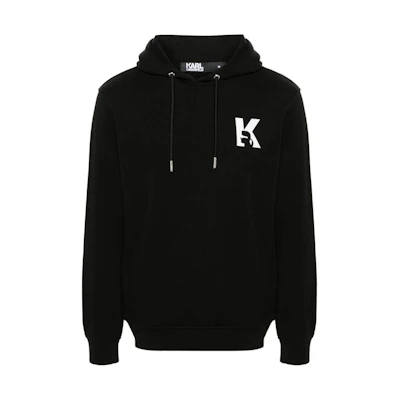 Karl Lagerfeld SS24 Letter Print Black Oversized Hoodie for Men 705074541900-BLACK