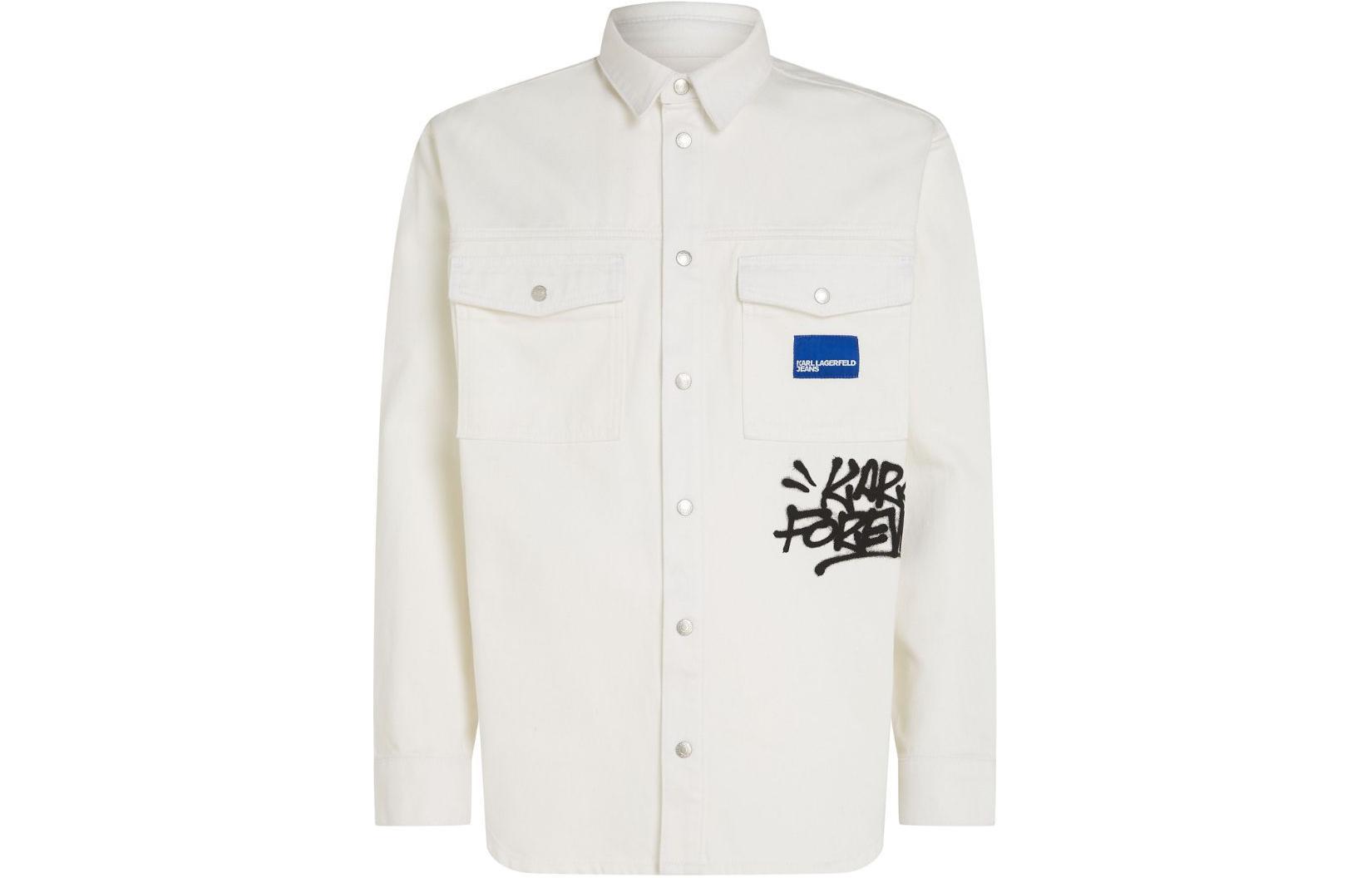 Karl Lagerfeld SS24 Logo Graffiti Print Long Sleeve Jacket White () 241D1600109