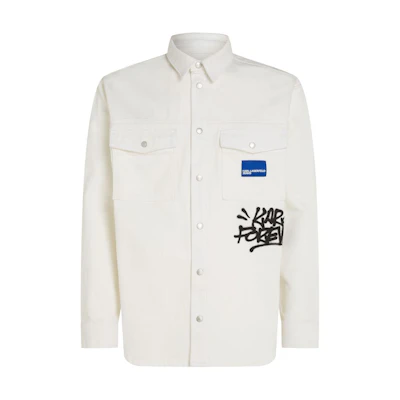 Karl Lagerfeld SS24 Logo Graffiti Print Long Sleeve Jacket White () 241D1600109
