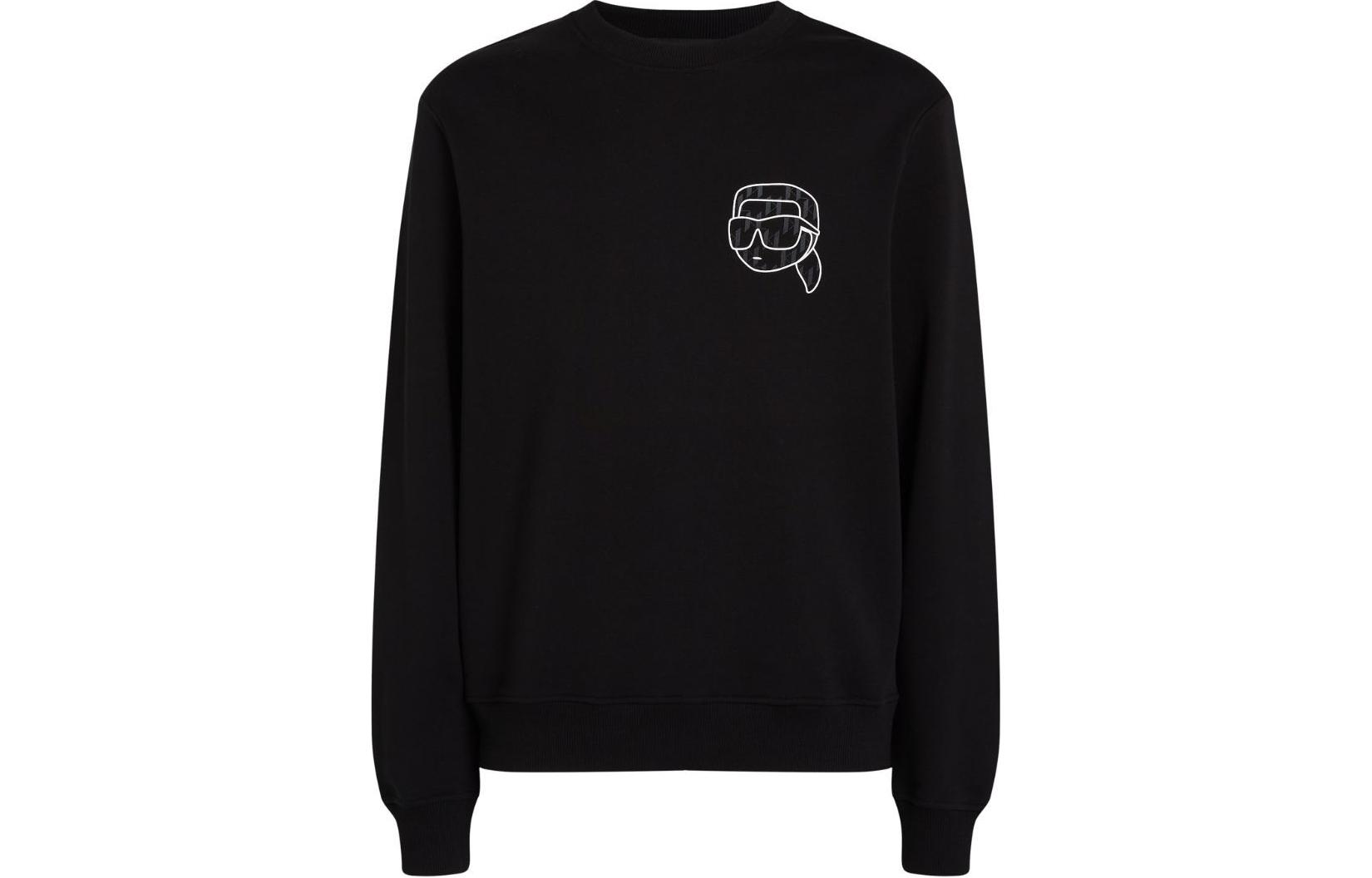 Karl Lagerfeld SS24 Logo Graphic Crewneck Sweatshirt Black Long Sleeve 245M1812999