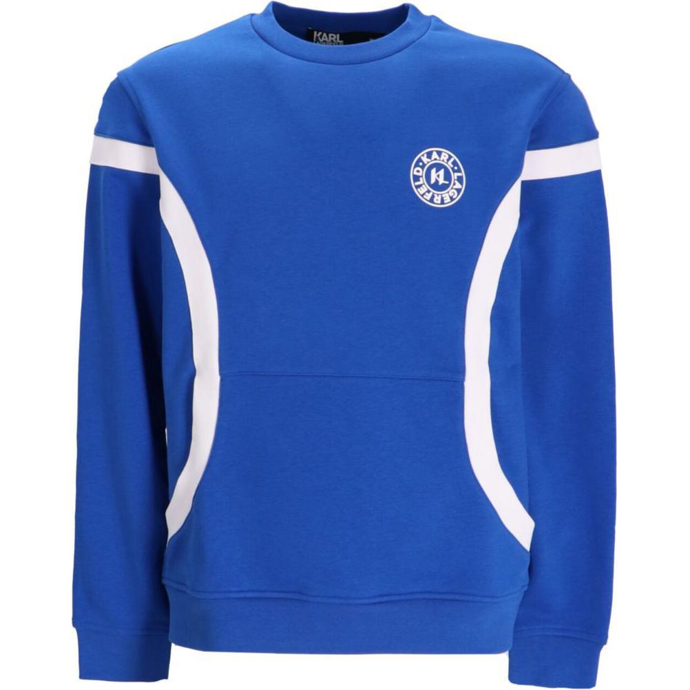 Karl Lagerfeld SS24 Logo Print Crewneck Long Sleeve Sweatshirt Blue/White 705086543910