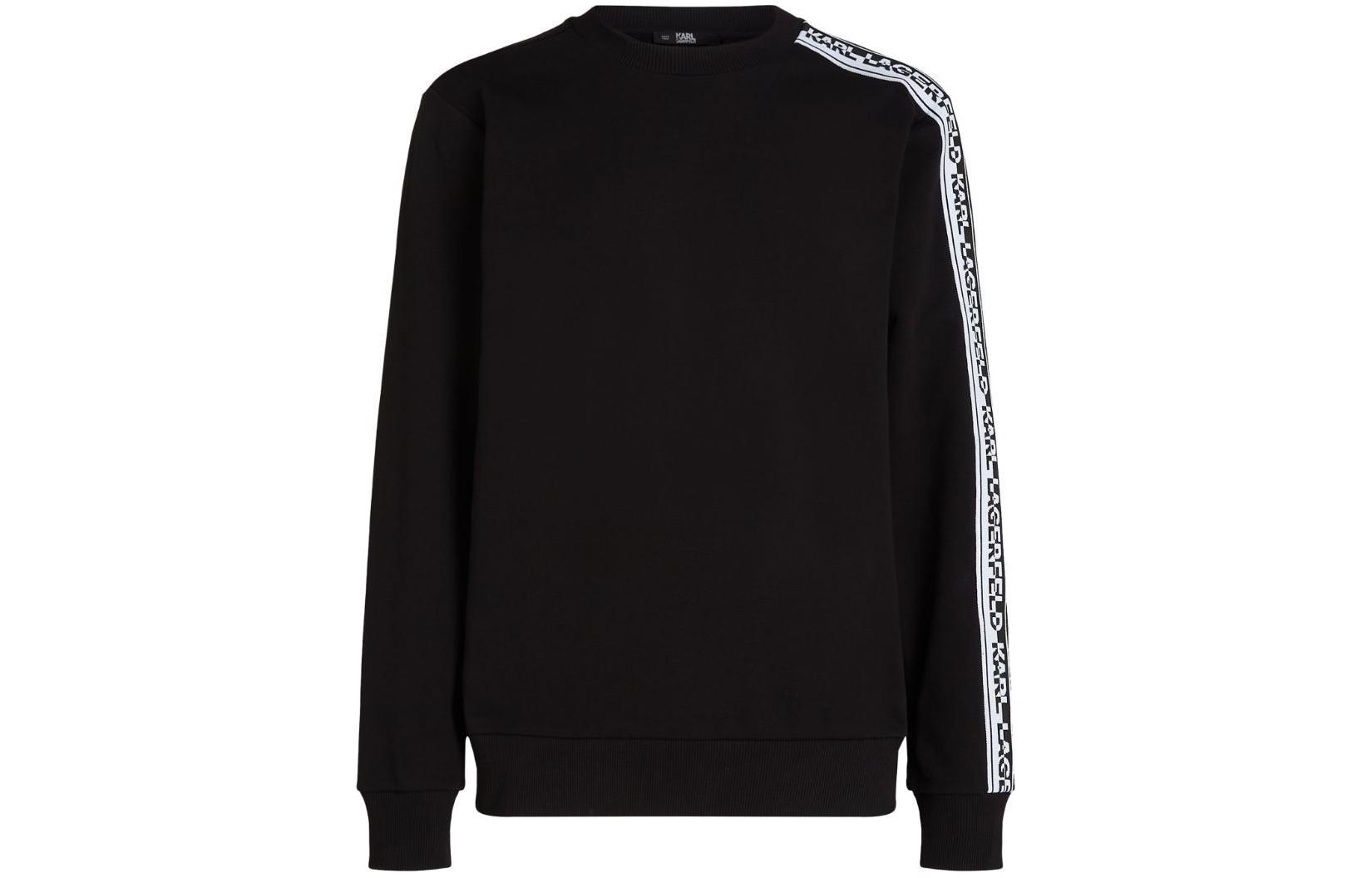 Karl Lagerfeld SS24 Logo Print Crewneck Long Sleeve Sweatshirt Men’s Black 241M1802999