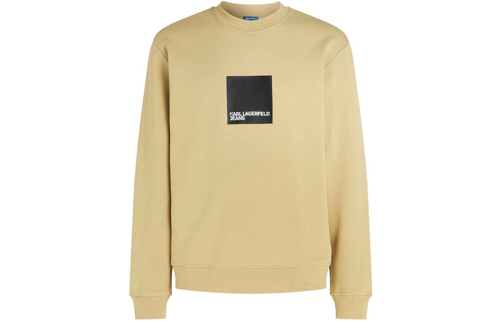 Karl Lagerfeld SS24 Logo Print Crewneck Long Sleeve Sweatshirt Tan 231D1804294