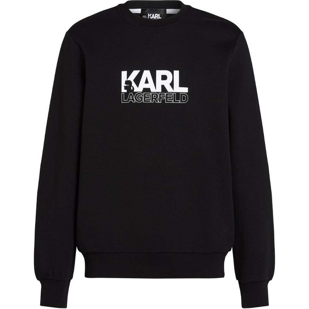 Karl Lagerfeld SS24 Logo Print Crewneck Sweatshirt Black Long Sleeve 24WM1806999