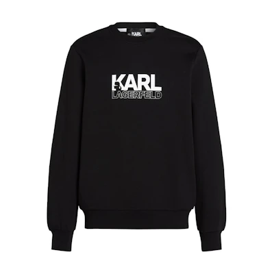 Karl Lagerfeld SS24 Logo Print Crewneck Sweatshirt Black Long Sleeve 24WM1806999