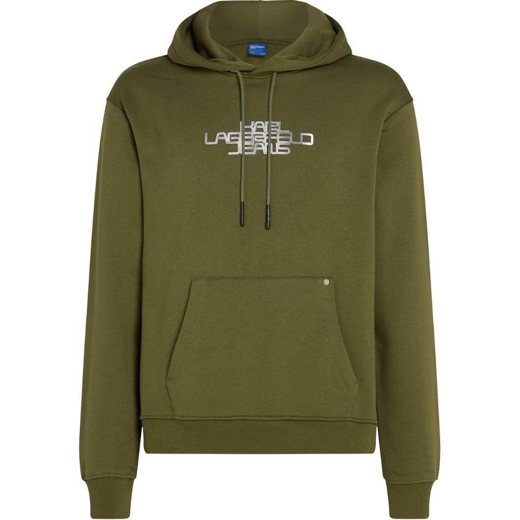 Karl Lagerfeld SS24 Logo Print Olive Green Hoodie Long Sleeve Pullover 246D1800394