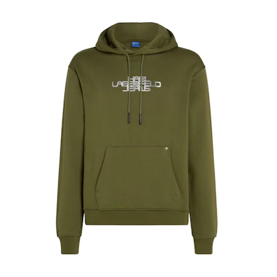 Karl Lagerfeld SS24 Logo Print Olive Green Hoodie Long Sleeve Pullover 246D1800394