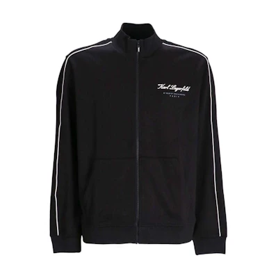 Karl Lagerfeld SS24 Logo Print Zip-Up Sweatshirt in Black 705411541905