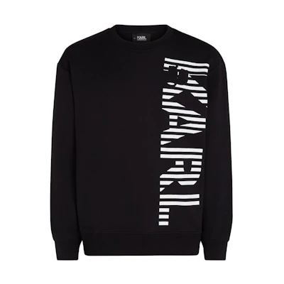 Karl Lagerfeld SS24 Logo Stripe Print Sweatshirt Black Men’s Long Sleeve Crewneck 241M1804999