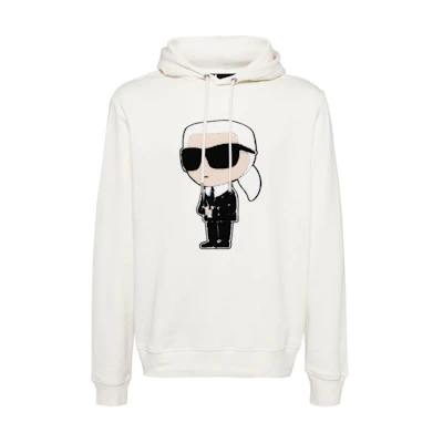 Karl Lagerfeld SS24 Loose Fit Hoodie with Graphic Appliqué Men’s White 70507554495060