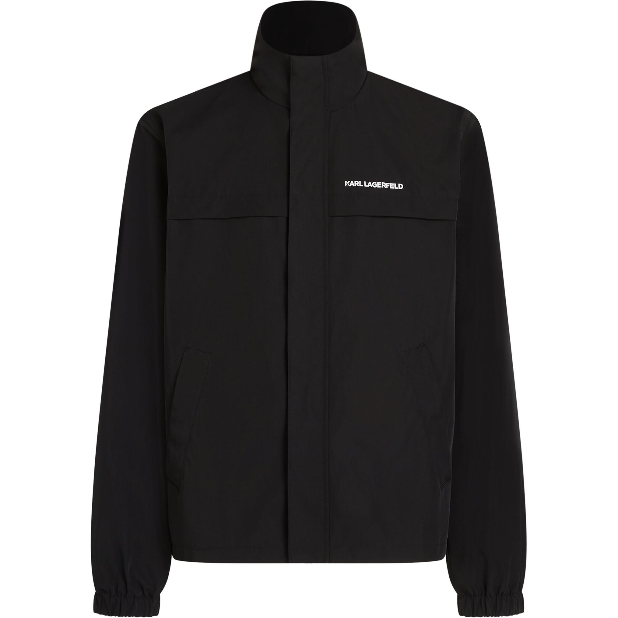 Karl Lagerfeld SS24 Solid Logo Print Stand Collar Jacket Black 245M1502999