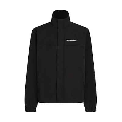 Karl Lagerfeld SS24 Solid Logo Print Stand Collar Jacket Black 245M1502999