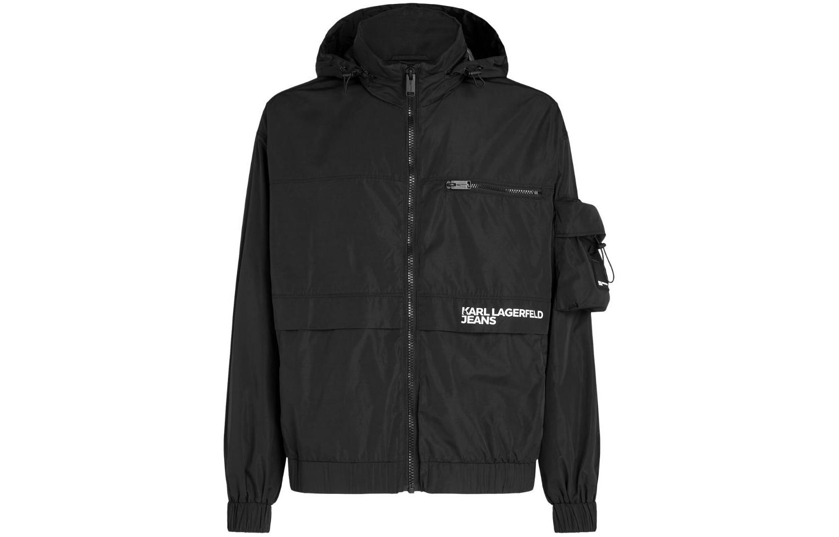 Karl Lagerfeld SS24 Urban Street Letter Zip Hoodie Jacket Black Fashion 241D1500101