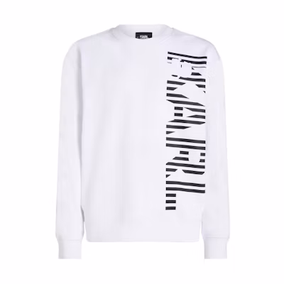 Karl Lagerfeld SS24 White Oversized Letter Print Crewneck Sweatshirt Mens 241M1804100