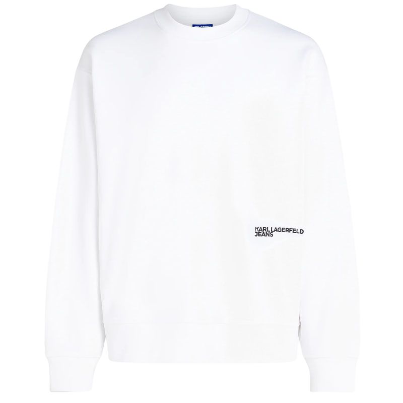 Karl Lagerfeld SS24 White Oversized Logo Print Crewneck Sweatshirt Mens 241D1802109