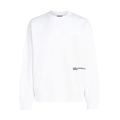 Karl Lagerfeld SS24 White Oversized Logo Print Crewneck Sweatshirt Mens 241D1802109