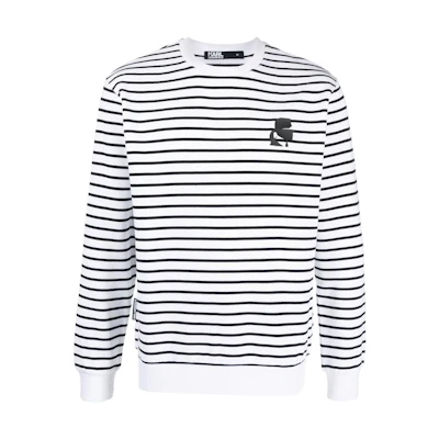 Karl Lagerfeld Striped Crewneck Casual Sweatshirt Black Long Sleeve 705000521900