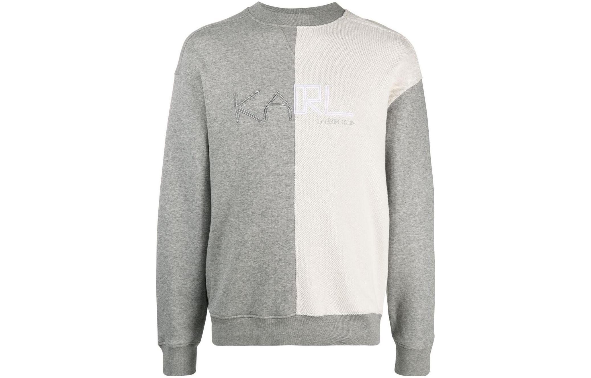 Karl Lagerfeld Two-Tone Logo Embroidered Crewneck Sweatshirt Multicolor 211W1881255