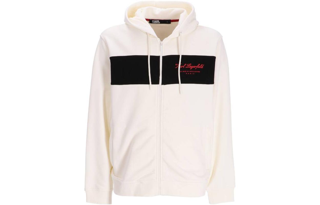 Karl Lagerfeld Two-Tone Zip-Up Hoodie Jacket Off-White 70542853491080