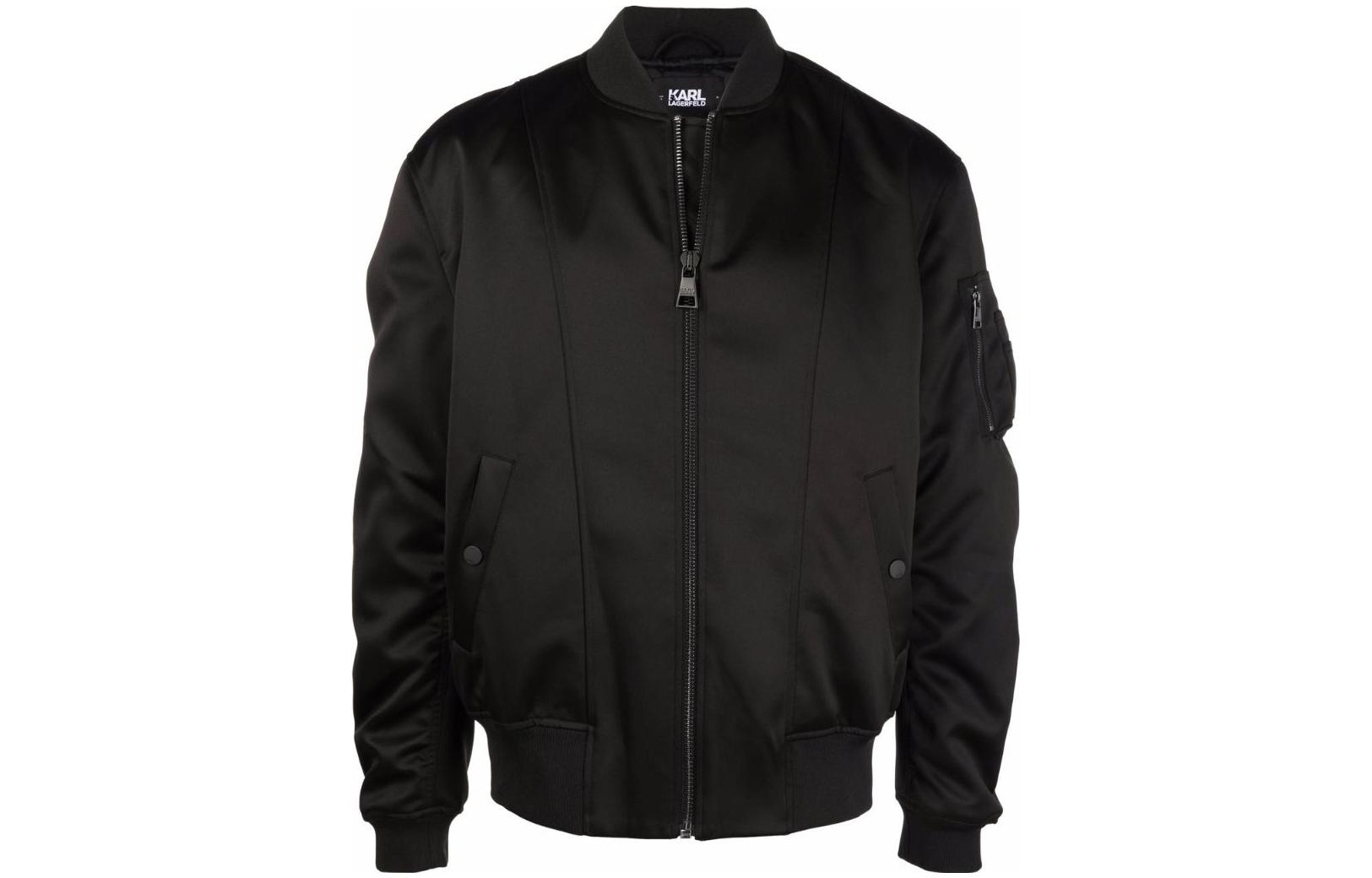 Karl Lagerfeld Urban Social Back Logo Bomber Jacket Black Menswear 220M1480999999