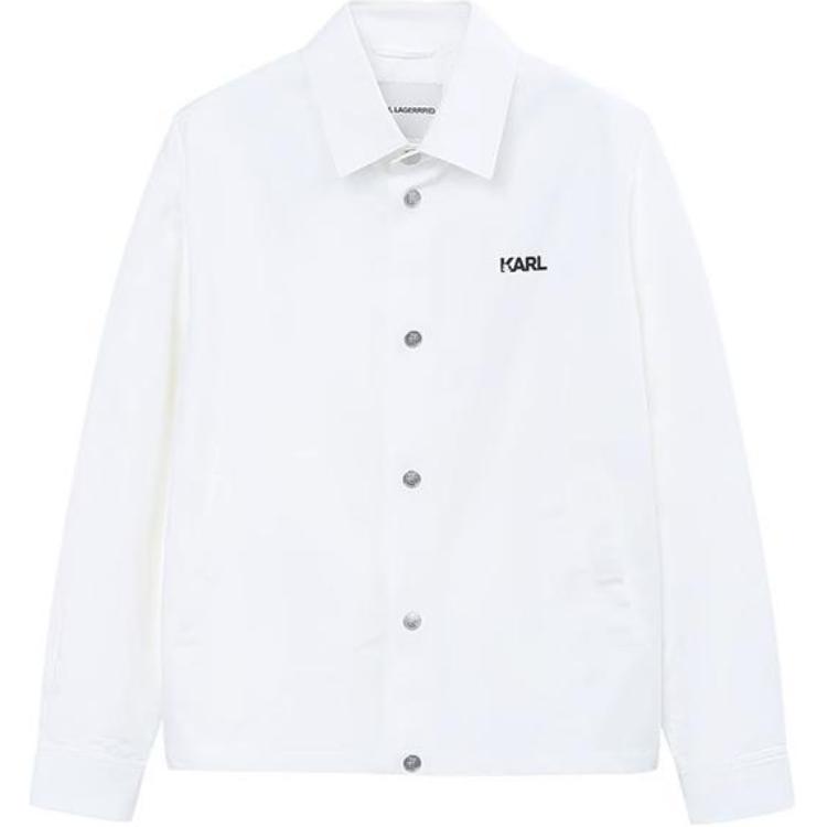 Karl Lagerfeld Urban Street Letter Button Casual Unisex White Jacket 1K1D50101858803