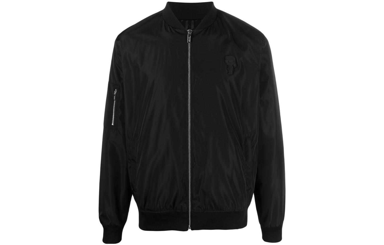 Karl Lagerfeld Urban Street Logo Embossed Reversible Bomber Jacket Black Men 505062532565