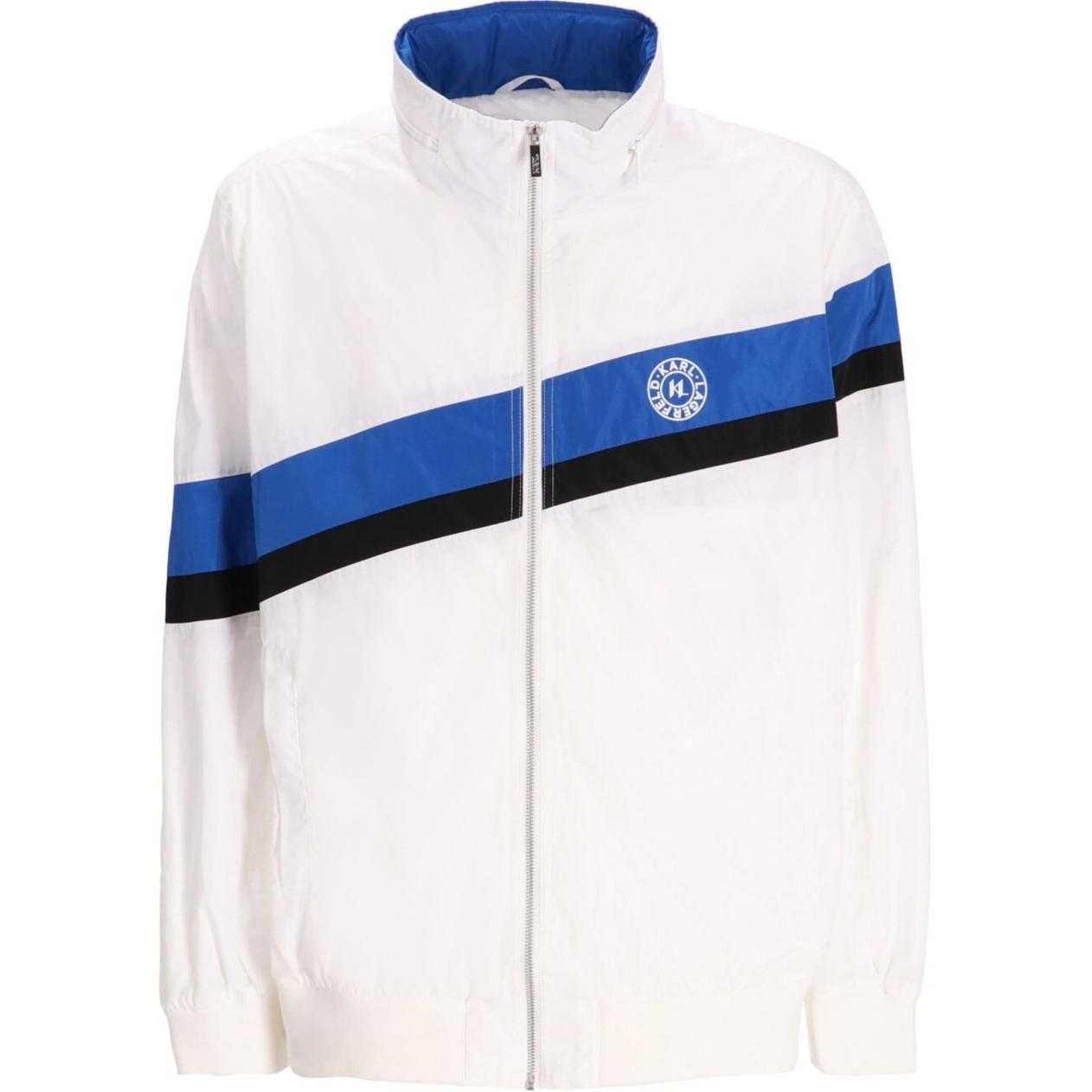 Karl Lagerfeld Urban Street Logo Print High-Neck Bomber Jacket White - 505083543501