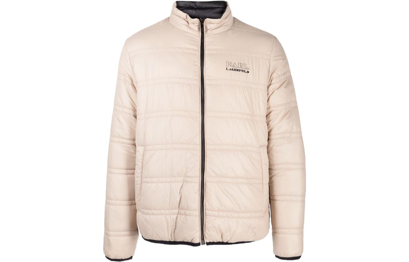 Karl Lagerfeld Urban Street Logo Print Reversible Jacket Beige - Fashion 505090533590