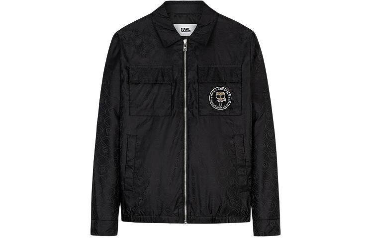Karl Lagerfeld Urban Street Social Logo Patch Jacket Black Long Sleeve 1K1B70109551