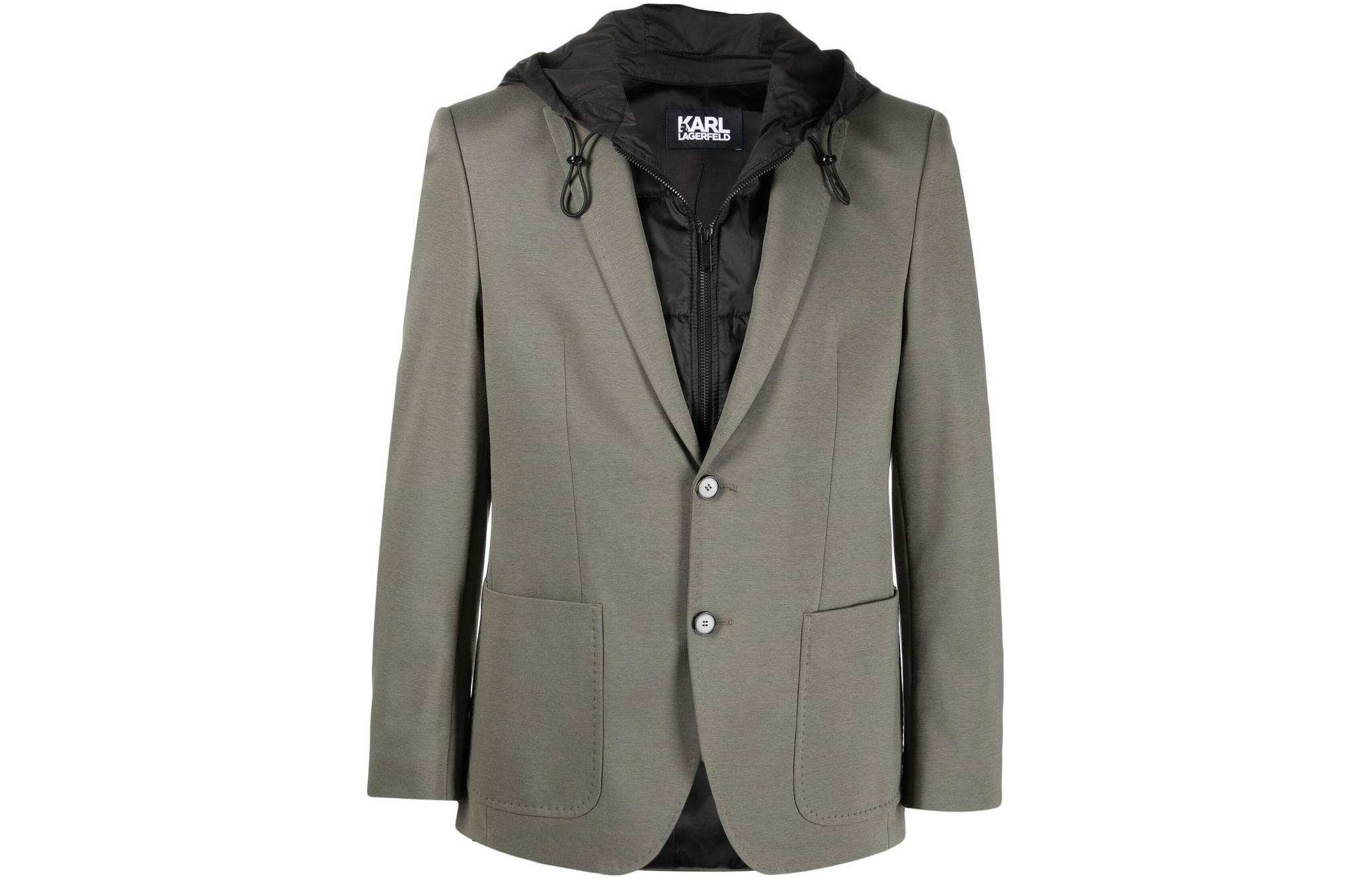 Karl Lagerfeld Urban Street Social SS23 Layered Single-Breasted Jacket Grey Men 15538410521000540